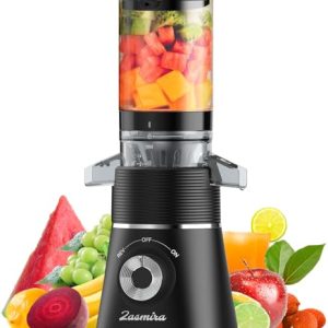 Cold Press Juicer, Zasmira Slow Masticating Juicer with 4.13″ Extra-wide chute, Whole Fruit Juicer Machines for Vegetables & Fruits, 98% Juice Purity, 2 Cups Included/Easy to Clean