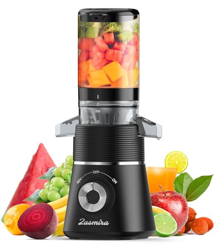 Cold Press Juicer, Zasmira Slow Masticating Juicer with 4.13″ Extra-wide chute, Whole Fruit Juicer Machines for Vegetables & Fruits, 98% Juice Purity, 2 Cups Included/Easy to Clean