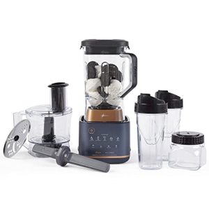 Oster Pro Series Kitchen System with XL 9-Cup Tritan Jar, Food Processor, 2 Blend-n-Go Cups, Mini Jar and Tamper Tool, Dark Blue