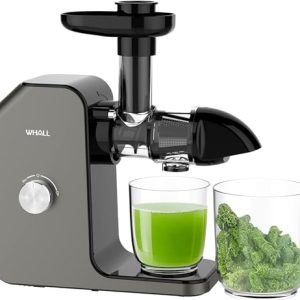 whall Slow Juicer, Masticating Juicer, Celery Juicer Machines, Cold Press Juicer Machines Vegetable and Fruit, Juicers with Quiet Motor & Reverse Function, Easy to Clean with Brush Grey