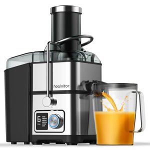 1100W 6-SPEED Digital Screen Centrifugal Juicer Machines Vegetable and Fruit, Healnitor Juice Extractor with 3.5″ Big Wide Chute, Easy Clean, Anti-Drip Function, BPA-Free, Silver