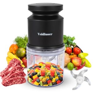 Vsidiuoer Mini Food Processor 600ML, Meat Grinder 400W, Small Food Processor with 4 Stainless Blades, Electric Food Chopper Suitable for Meat, Vegetables, Fruits, Nuts
