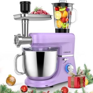 COOKLEE 6-IN-1 Stand Mixer, 8.5 Qt. Multifunctional Electric Kitchen Mixer with 9 Accessories for Most Home Cooks, SM-1507BM, Lavender