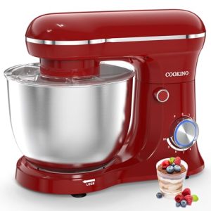 COOKINO Electric Stand Mixer,660W 10 Speeds Tilt-Head Food Mixer, 3-IN-1 Kitchen Mixer for Daily Cooks with 6 QT Bowl,Dough Hook, Beater, Whisk (Empire Red)