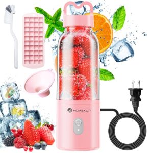 Portable Personal Blender 17OZ/500ML Juicer, 175W Personal Size Blender, Ideal for Smoothies, Ice Blending, Juicing, and Food Processing, Compact, Convenient, and Versatile (Pink)