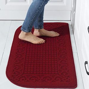 COSY HOMEER 39X20inch Anti Fatigue Kitchen Rug Mats are Made of 100% Polypropylene Half Round Rug Cushion Specialized in Anti Slippery and Machine Washable,Burgundy