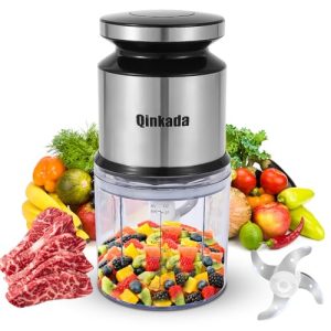 Qinkada Mini Food Processor, 2.5Cup/ 600ML Baby Food Maker, 400W Power Grinder for Fruit, Vegetable, Meat, Baby Food Puree Blender