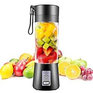 Portable Blender, Personal Blender Portable, USB Portable Blender for Smoothies with 6 Ultra Sharp Blades, Portable Blenders for Travel/Picnic/Office/Gym Black