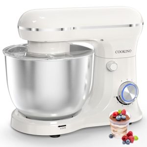 COOKINO Electric Stand Mixer,660W 10 Speeds Tilt-Head Food Mixer, 3-IN-1 Kitchen Mixer for Daily Cooks with 6 QT Bowl,Dough Hook, Beater, Whisk (Almond Cream)