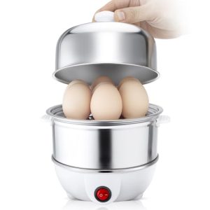 CACHOO Rapid Egg Cooker, 14 Egg Capacity Electric Egg Cooker for Soft, Medium, Hard Boiled, Poached, Steamed Eggs, Vegetables and Dumplings & More, with Auto Shut Off, Stainless Steel Tray