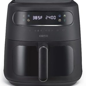 CRUX x Marshmello 8.0 QT Digital Air Fryer with TurboCrisp Technology, Touch Screen Temperature Control, Timer and Auto Shut-off, Fully Programmable, Silicone Liner Included, Black