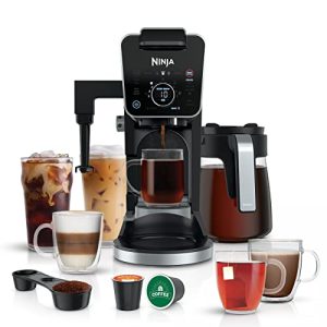 Ninja CFP301 DualBrew Pro Specialty 12-Cup Drip Maker with Glass Carafe, Single-Serve for Coffee Pods or Grounds, with 4 Brew Styles, Frother & Separate Hot Water System, Black (Renewed)