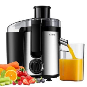 GDOR 800W Juicer Machines with Extra Wide 2.5” Feed Chute, 3 Speeds Juice Extractor for Whole Fruits and Vegetables, Easy to Clean Juice Maker, BPA-Free, Anti-Drip, Silver