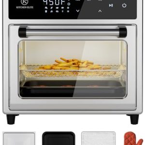 Kitchen Elite Air Fryer Toaster Oven Combo,10-in-1 12.6qt Compact Microwave Countertop Oven,9 Touch Screen Presets & 1 DIY Function,Easy Digital Controls,4 Accessories Included,Clasic Stainless Steel