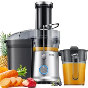 GDOR 1200W Juicer with Larger 3.2″ Feed Chute, 45oz Large Juice Jug, Centrifugal Juice Extractor Maker with Titanium Enhanced Cutting System, Dual Speeds, BPA-Free, Silver