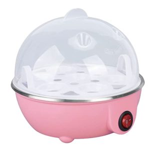 Egg Cooker,350W 7Pcs Eggs Cooker for Hard Boiled Eggs Auto Shut Off,Safe Durable PP Boiled Egg Cooker with Measuring Cup Heating Plate for Home(US Plug-Pink)