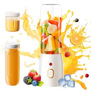 Personal Size Blender for Shakes and Smoothies,15.6 oz Portable Blender with 10 Blades,Rechargeable Mixers Fresh Fruit Juicers,Multifunctional Blender with 2 cups,For Travel,Sports,Outing,, new-white