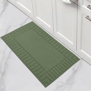 BEQHAUSE-Kitchen-Rugs-Non Slip-Kitchen-Mats-for-Floor Machine Washable Kitchen Rugs Absorbent Kitchen Carpet with TPR Non Skid Backing,Green, 20”x30”