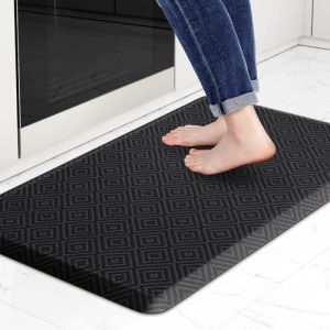 Mattitude Kitchen Mat Cushioned Anti-Fatigue Floor Mat Waterproof Non-Slip Mats and Rugs Standing and Comfort Desk Mats for House Sink Office Laundry (Black, 17.3″x28″)