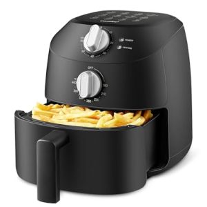 COMFEE’ Compact 2.2 Quart Air Fryer with 12 Menu Options, Adjustable Timer & Temperature Control 180-400 degrees F, Dishwasher-Safe Nonstick Fry Basket with Stainless Steel Finish