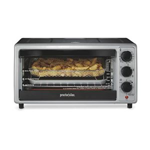 Proctor Silex Simply-Crisp Toaster Oven Air Fryer Combo with 4 Functions Including Convection, Bake & Broil, Fits 6 Slices or 12” Pizza, Auto Shutoff, Black (31275)