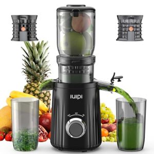 IUIPI Cold Press Juicer, Fit Whole Fruit and Vegetable Slow Masticating Juicer Machines, 4.3” Large Feed Chute, 250W Juice Extractor Machine, High Juice Yield, BPA Free, Easy to Clean with Brush