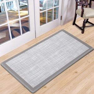 WEZVIX Anti Fatigue Kitchen Mat, Cushioned Kitchen Rugs and Mats Non-Skid, Waterproof Floor Mat, Ergonomic Comfort foam Standing Mat for Floor, Kitchen, Office, Sink, Laundry- Grey,17.3″x29″