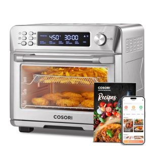 COSORI Air Fryer Toaster Oven Combo, Smart 12-in-1 Airfryer Sous Vide Convection Oven Countertop, Bake, Roast, Reheat, Broil, Dehydrate, 94 Recipes & 3 Accessories, 26QT, Silver