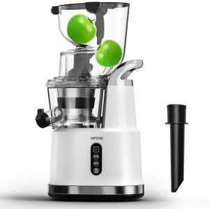 Cold Press Juicer Machine, SiFENE Slow Masticating Juicer, Big Mouth 83mm Opening Ideal for Whole Fruits & Vegetable, Easy-Clean, Quiet Motor (White)