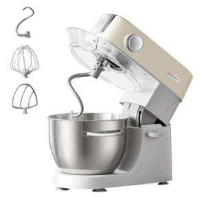 Hauswirt Electric Stand Mixer M5C, 5.4Qt Dough Mixer, 8-Speed 500W Tilt-Head Food Mixer, mixers kitchen electric stand mixer with Dough Hook, Wire Whip & Beater, Ivory