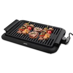 Aiwa 1200W Indoor Smokeless Grill with 5 Temperature Settings & Easy Cleaning, Black Ceramic Nonstick Skillet