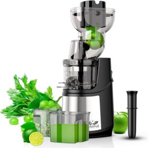 AHNR Cold Press Juicer Machines,300W Slow Masticating Juicer Machines Vegetable and Fruit with 3.54″ Large Feed Chute, Electric Juicer Machines Cold Pressed, Reverse Function Easy to Clean with Brush