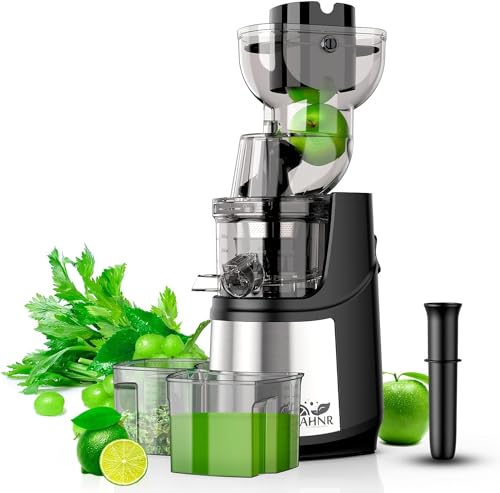 AHNR Cold Press Juicer Machines,300W Slow Masticating Juicer Machines Vegetable and Fruit with 3.54″ Large Feed Chute, Electric Juicer Machines Cold Pressed, Reverse Function Easy to Clean with Brush