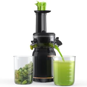 TUUMIIST Juicer Machines, Cold Press Juicer for Vegetable and Fruit with Upgraded Slow Juicing Technology, Powerful Motor and Reverse Function, Compact Size for Space-Saving Juicer, Black Gold