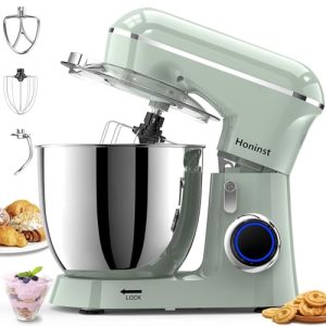 Honinst Stand Mixer, 6.5QT 10-Speed 660W Tilt-Head Electric Stand Mixer, 3-In-1 Kitchen Mixer with Bowl, Dough Hook, Whisk and Beater, Food Mixer for Baking, Cake and Most Home Cooks, Green