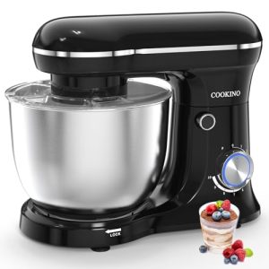 COOKINO Electric Stand Mixer,660W 10 Speeds Tilt-Head Food Mixer, 3-IN-1 Kitchen Mixer for Daily Cooks with 6 QT Bowl,Dough Hook, Beater, Whisk (Onyx Black)