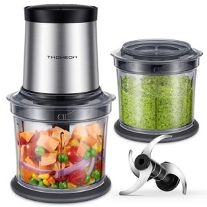 TWOMEOW Food Processor 4 Cup, Electric Food Chopper, Small Meat Grinder with 2 Bowls, 2 Speed & 4 Blades for Vegetable, Meat, Nuts, Functions for Chopping, Dicing, Mixing and Puree