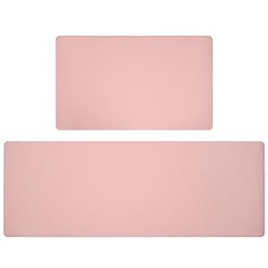 Lyeasw Pink Kitchen Mats 2 Pcs, Non-Slip Waterproof PVC Kitchen Rug Mat Set, Cushioned Anti Fatigue Kitchen Mats for Floor, Sink, 17″x47″+17″x29″