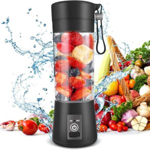 Portable Blender, Personal Size Blender for Shakes and Smoothies with 6 Ultra Sharp Blades, Mini Blender USB Rechargeable Magnetic for Travel/Picnic/Office/Gym(Black)