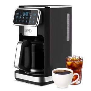 Gevi 12 Cup Programmable Drip Coffee Maker with Touch Screen, Fast and Strong Brew, Auto Shut-Off, 4-Hour Keep Warm Plate, Iced Coffee Option, Anti-Drip System, Permanent Filter