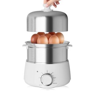 Egg Cooker – CACHOO 14-Egg Capacity Electric Hard Boiled Egg Cooker with 30-Min Timer and Auto Shut-Off, Dishwasher Safe, Small Stainless Steel Steamer for Cooking Vegetables and More