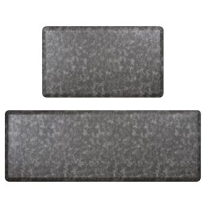 CRUGLA Anti-Fatigue Kitchen Mats Set of 2, Non-Slip Comfort Kitchen Rugs, 0.47″ Thick Waterproof Rugs for Floor, Kitchen, Bathroom, Bedroom, Living Room – Black (47″x17″ + 29″x17″)