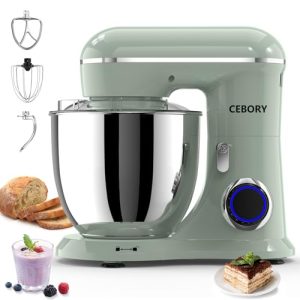 CEBORY 3-IN-1 Electric Stand Mixer, 6.5QT Bowl 660W 10-Speed Kitchen Mixer, Household Food Mixers include Dough Hook, Beater and Whisk, Bread Cake Mixer for Baking and Most Home Cooks, Green