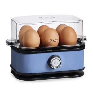 COOK WITH COLOR: 210 Watt Egg Cooker – 6 Egg Capacity, Rapid Cook Time, Auto Shut Off, with Tray, Measuring Cup, and Lid, Navy