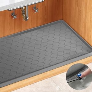 Winisok Waterproof Under Sink Mat -34” x 22” Cabinet Liner for Kitchen & Bathroom, Shelf Protector Silicone Under Sink Tray, Kitchen Cabinet Organizers and Storage Sink Drip Tray