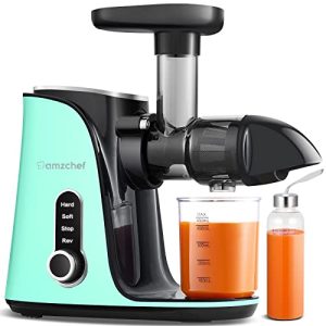 Juicer Machines, AMZCHEF Slow Cold Press Juicer with 2 Speed Modes, Travel bottles(500ML), LED display, Easy to Clean Brush & Quiet Motor for Vegetables & Fruits, Green