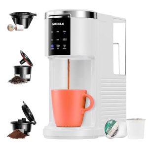 KIDISLE Single Serve Coffee Machine, 3 in 1 Pod Coffee Maker for K Cup Pods & Ground Coffee & Teas, 6 to 14oz Brew Sizes, with 40oz Removable Water Reservoir, Self-cleaning Function, White