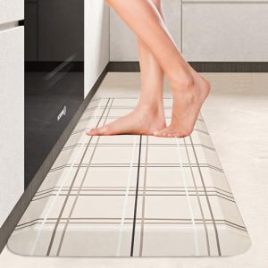 Amcomfy Anti Fatigue Floor Mat，Cushioned Non Slip Comfort Mats Standing Mats for Home Kitchen Sink Office Standing Desk Standup Desk Riser Laundry (Intertwine-Beige, 17.3″ X 39″- 0.87″)