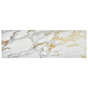 Home Dynamix Cozy Living Modern Marble Runner Anti-Fatigue Kitchen Mat, Non-Slip Floor Mat, Padded Standing Desk Mat, Gold/White, 17.5″x55″