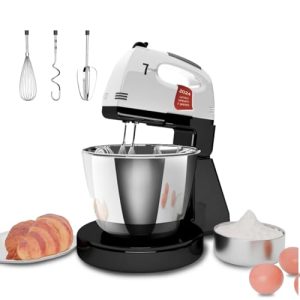 Stand Mixers, 7 Speeds With 3QT Stainless Steel Bowl, Stand and Hand Mixer with Dough Hook, Whisk, Mixing Beater for Baking, Cake, Cookie, Kneading (QD1)